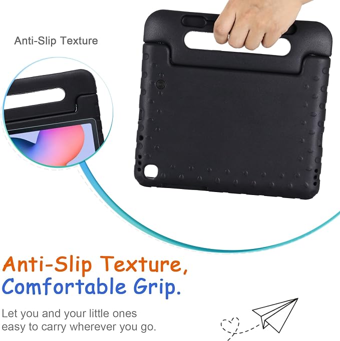 Kids Case for Samsung Galaxy Tab S10 FE Plus 13.1 (2025) Techcircle Handle Stand Light EVA Foam Bumper Protective Rugged Drop Protection Child Proof Cover Black