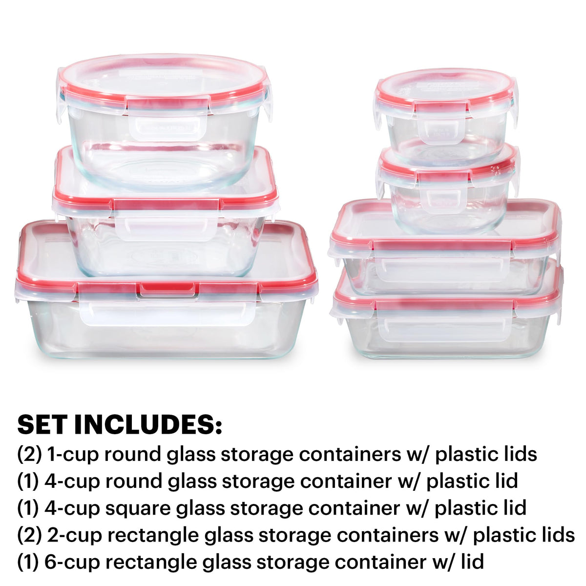 Pyrex Freshlock (7-Pack) Glass Food Storage Containers Set (1, 2, 4 Cup)