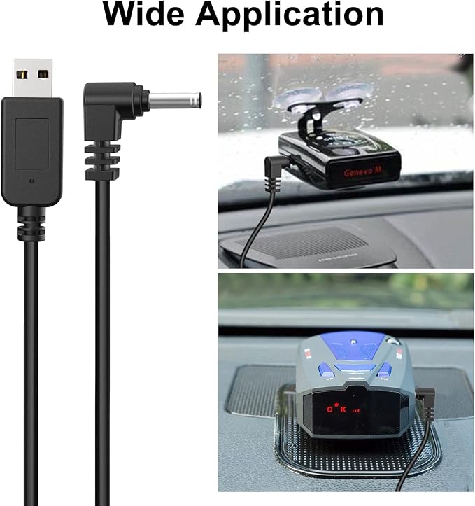 Radar Detector Cable USB to DC3.5 Plug Cablefor Cobra Whistler Escort Valentine One Uniden Beltronics Radar DetectorReplacement Power Cable for Radar Detectors (DC3.5-6.56ft)