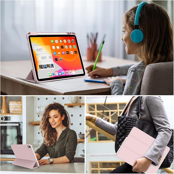 kenke Case for iPad Air 11-inch M4/M3/M2 (2026/2025/2024) iPad Air 5th/4th Generation (2022/2020) 10.9-inch Auto Sleep/Wake Slim Trifold Smart Cover with Pencil Holder Soft TPU Back Black