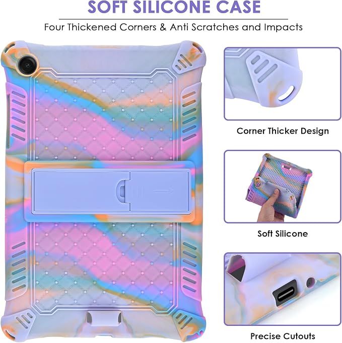 DETUOSI Silicone Case for Samsung Galaxy Tab A11+ Plus 11 Inch 2026/ Tab A9+ Plus 2024 Multi-Angle Foldable Tablet Cover with Adjustable Shoulder Strap &amp Stylus Pen Black