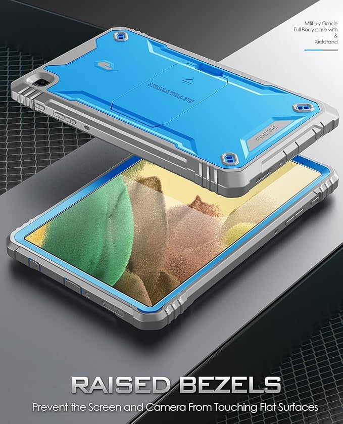 Poetic Revolution Case Designed for Galaxy Tab A7 Lite 8.7 with Screen Protector &amp Kickstand Full Body Heavy Duty Rugged Shockproof Drop Protection Protective Case Cover Blue/Gray