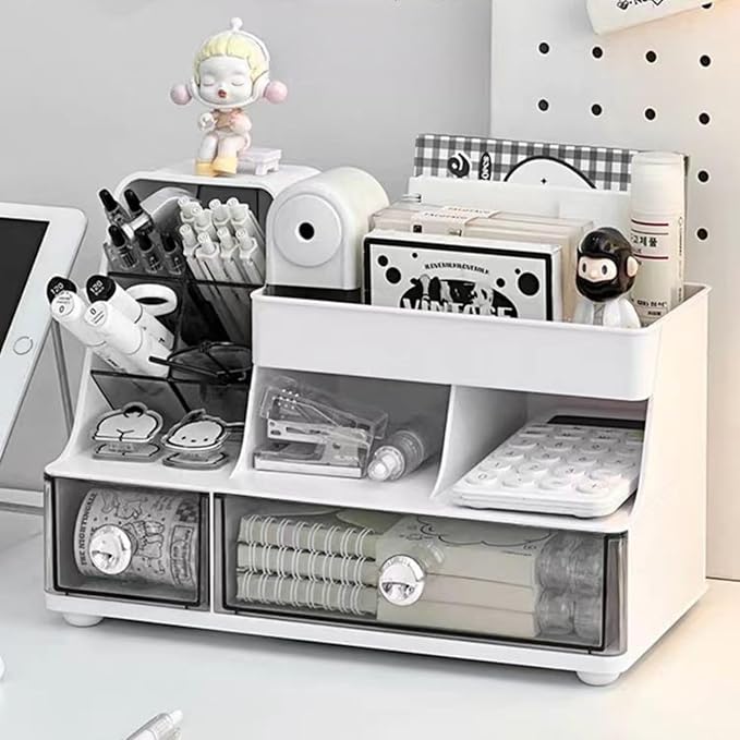 Makeup Organizer with Drawers for Vanity,Bathroom Countertop Organizer with Brushes Holder,Skincare Storage Organizer,Perfect Cosmetic Display Case for Your Beauty Essential