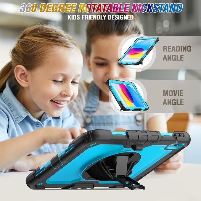Case Compatible with iPad (A16) 11th 2025/10th Gen 2022 | Built-in Screen Protector Pen Holder Heavy Duty Shockproof Rugged Protective Case W/Handle Shoulder Strap