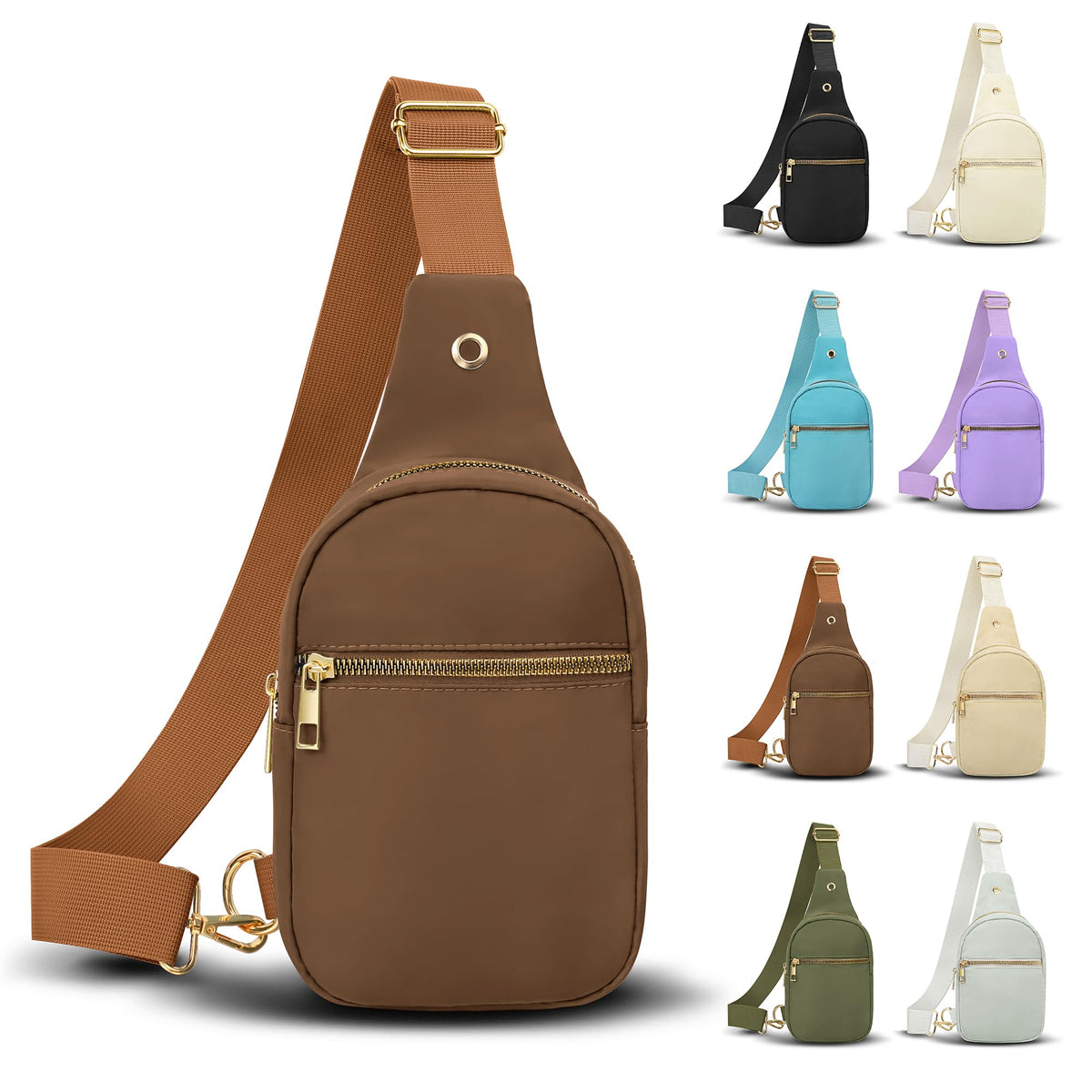 VOROLO Large Sling Bag, Crossbody Bag for Women and Men with Adjustable Strap - Trendy Brown