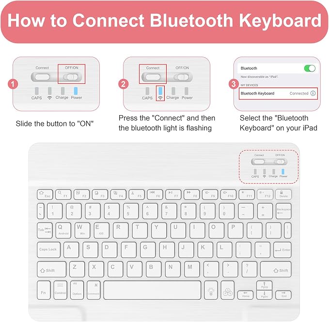Soke for iPad (A16) 11th/10th Gen Case with Keyboard Black Marble | For iPad 11/10.9 inch(2025/2022) 7 Color Backlight Magnetic wireless Detachable Keyboard Case Built-in Pencil Holder