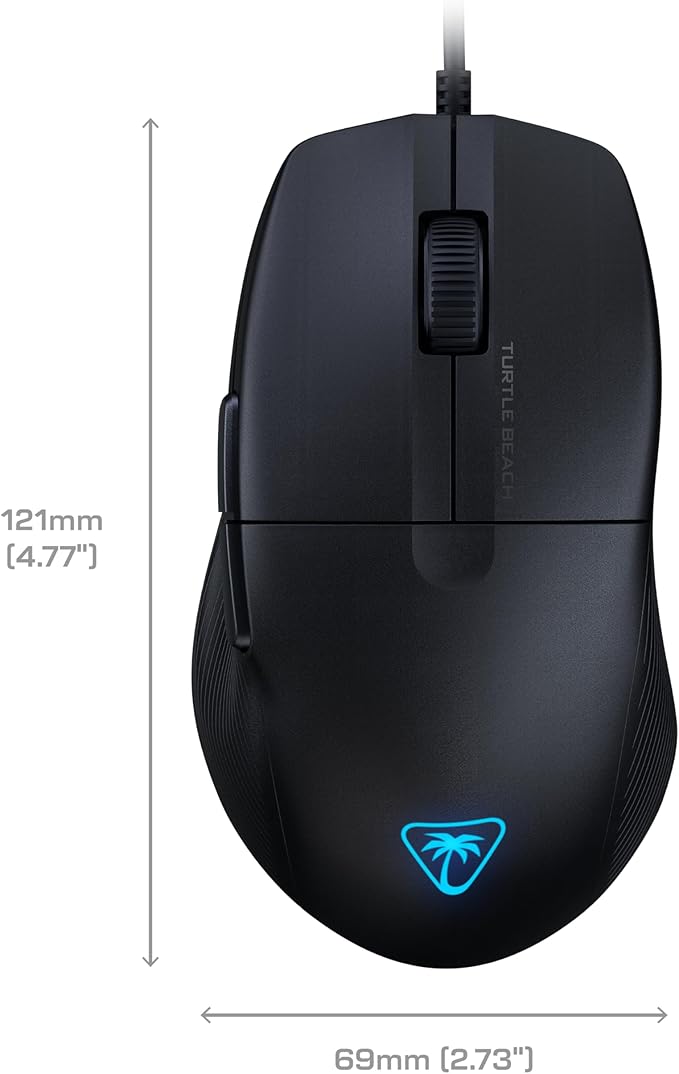 Turtle Beach Pure SEL Wired RGB Gaming Mouse, Ultra-Light 49g Ergonomic Design, 8000 DPI Optical Sensor, Mechanical Switches, Pretension System, Pure PTFE Glides, AIMO RGB Lighting – Black