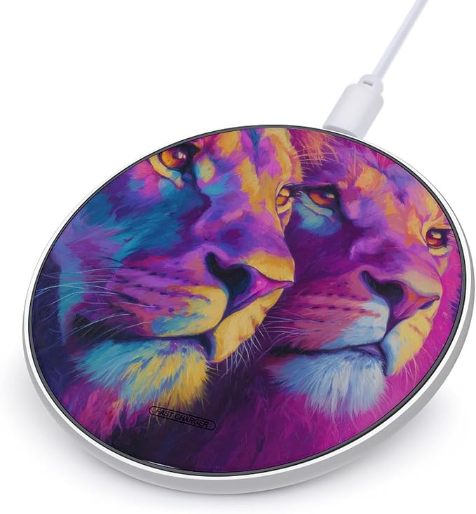 Lion Couple Love Wireless Charger SlimWireless Charging Pad Anti-Slip Charger Mat for Men Women