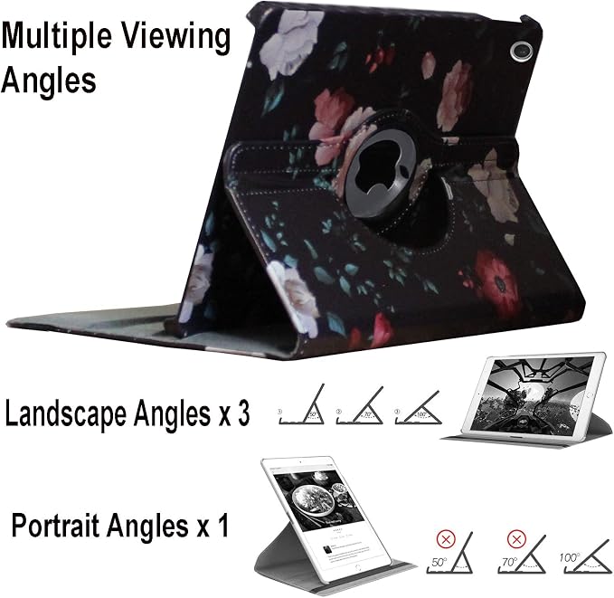 Case for iPad 10.2 inch for iPad 9th 8th 7th Generation Rotating Stand Smart Magnetic Auto Wake Up/Sleep Cover for A2602 A2603 A2604 A2605 MK2L3LL/A MK2P3LL/A MK673LL/A (Black)