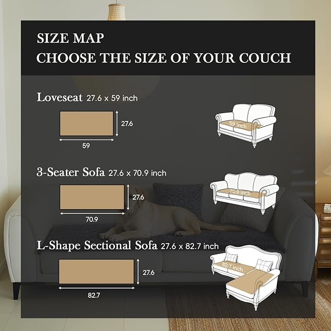 Couch Covers for 3 Cushion Couch Sofa Pet Friendly,Non-Slip Sofa Cover Washable
