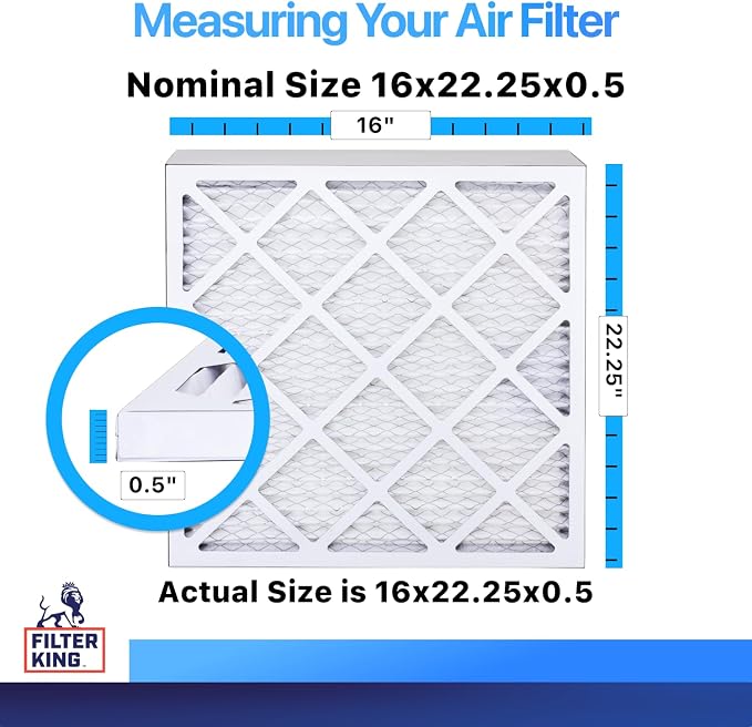 Filter King 16x22.25x0.5 Air Filter | 4-PACK | MERV 8 HVAC Pleated A/C Furnace