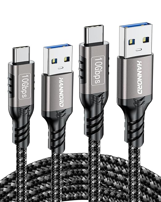 USB-C Cable 10Gbps3.3Ft 2-PackUSB3.2 Gen2 Data Sync Transfer60W 20V 3A Fast ChargerNylon-BraidedAluminum Plugs USB-AtoC Cord for Samsung Galaxy S24/S23Android AutoiPhone 15/15Pro/16/16Pro