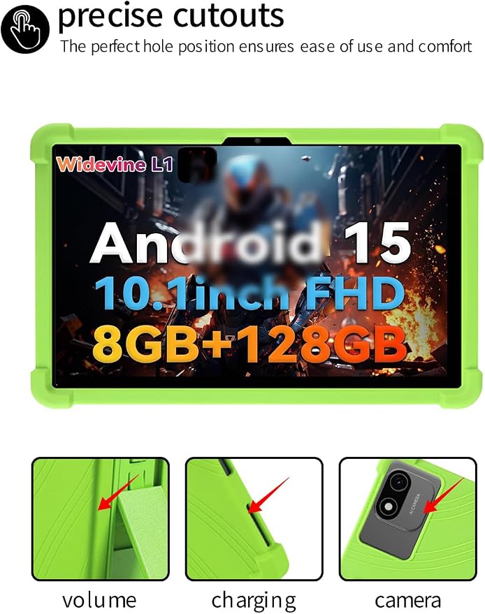 for Headwolf W6 10.1 Inch Tablet CaseBOVUGAC Soft Silicone Adjustable Stand Shockproof Kids Friendly for Headwolf W6 10.1 Tablet(Black)