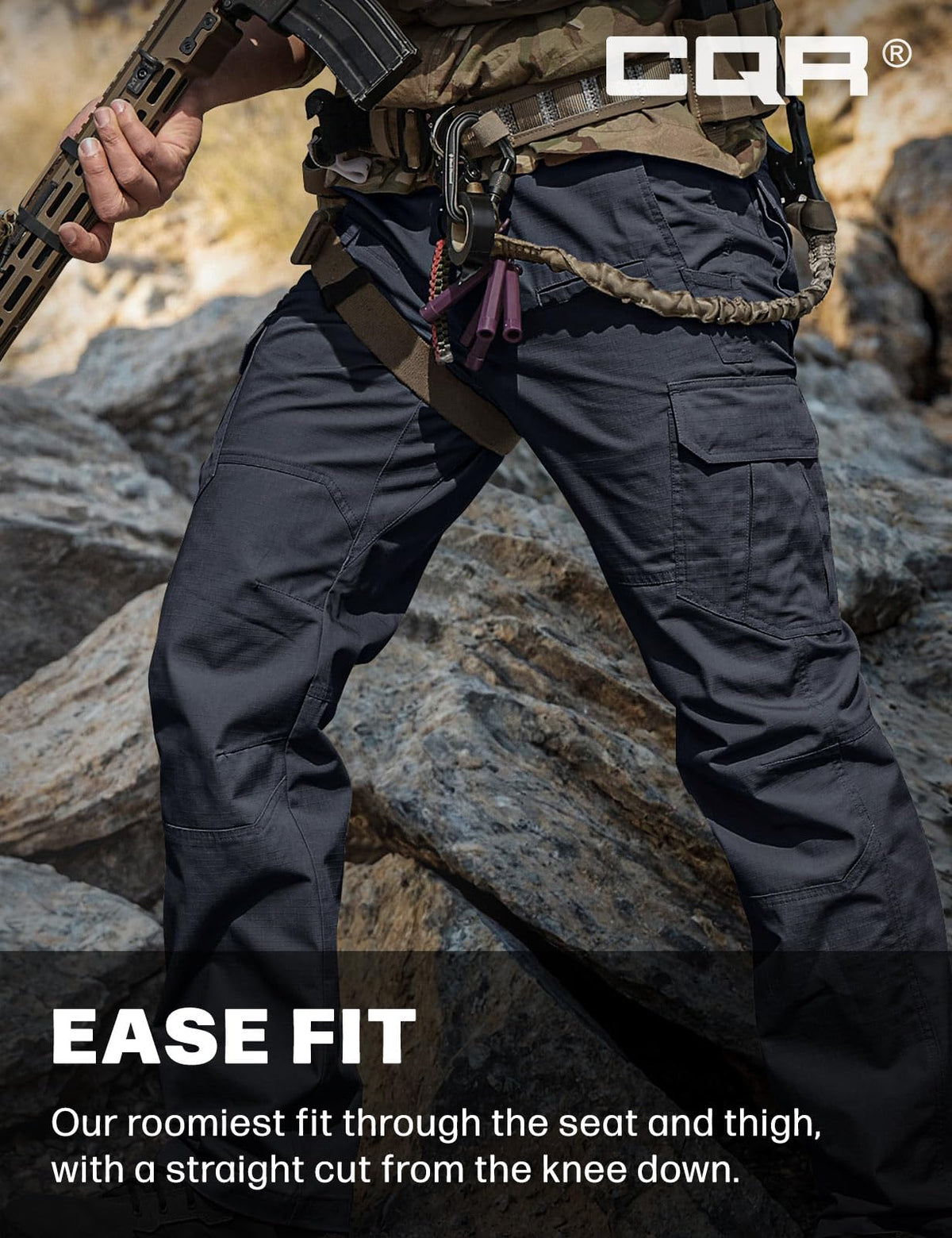 CQR Men's Tactical Pants, Water Resistant Ripstop Cargo Pants, Lightweight EDC Work Hiking Pants, Outdoor Apparel, Raider Police Navy, 36W x 30L