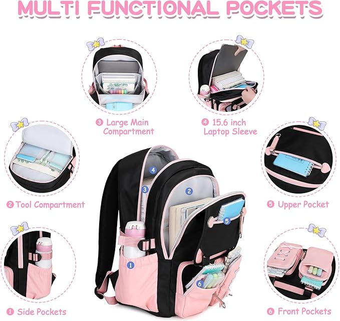 Kids Backpacks for Girls Teens Kawaii Bookbag for Elementary Primary Middle High School Daypack