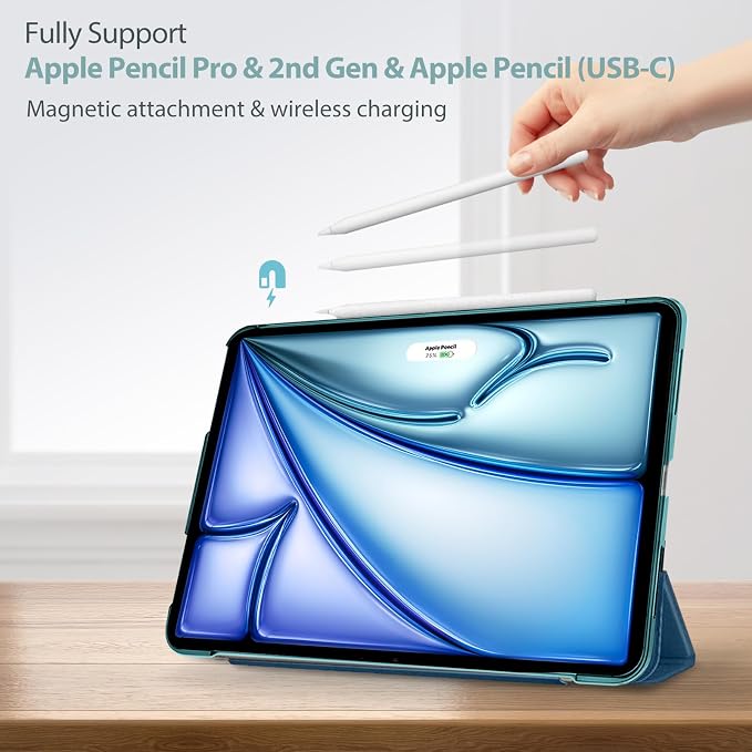 ProCase Smart Case for iPad Air 11-inch M4/M3/M2 &amp Air 10.9 5th/4th Gen | Hard Back Cover with Auto Sleep/Wake Slim Lightweight Case for iPad Air 11 2026/25/24 &amp 10.9 2022/2020-Aqua