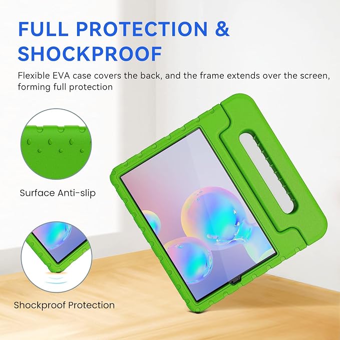 Kids Case for Samsung Galaxy Tab S6 Lite 10.4 Inch with S Pen Holder Black | Fits 2024/2020/2022 Released Shockproof EVA Lightweight Foldable Handle Stand Washable Kids-Friendly