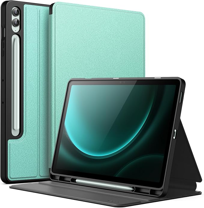 JETech Case for Samsung Galaxy Tab S9 FE+ / S9 FE Plus 12.4-Inch with S Pen Holder Slim Folio Stand Protective Tablet Cover Multi-Angle Viewing (Black)