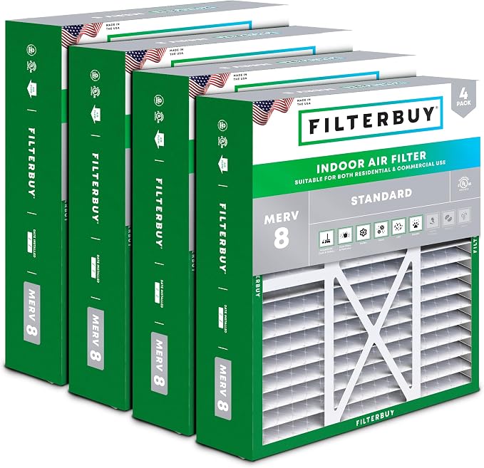 Filterbuy 16x20x5 Air Filter MERV 8 Essential Dust & Allergy Defense, Pleated