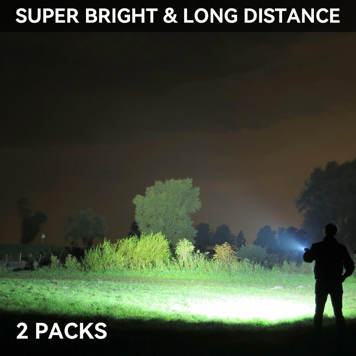 TIMSUMR Rechargeable Flashlights 90,000 High Lumen, 2 Pack LED Flashlight