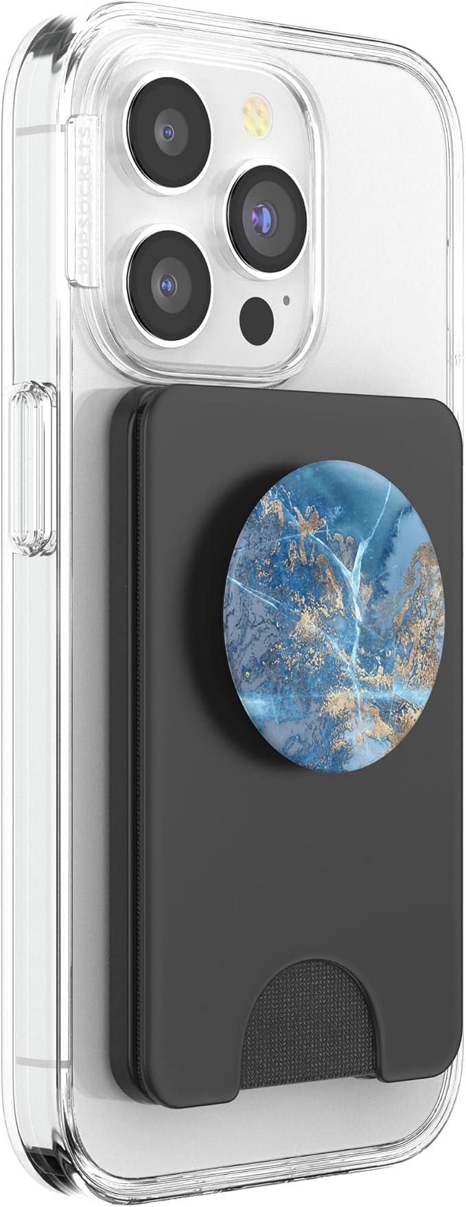Faux-Gold-Blue-Marble-Effect Blu-Marbled-Design PopSockets Adhesive PopGrip