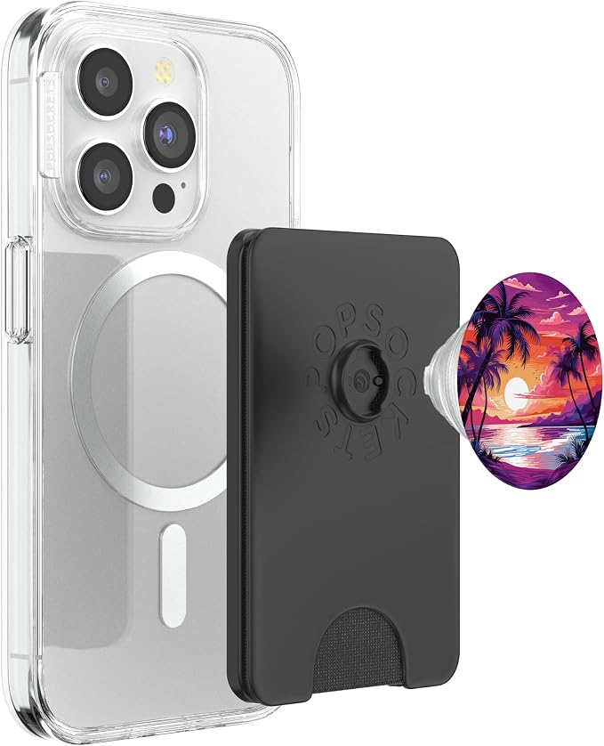 Palm Tree Beach Sunset Tropical Ocean Palms PopSockets Adhesive PopGrip