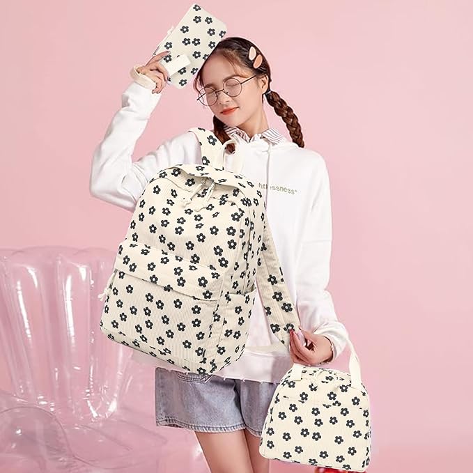Bluboon School Backpack Set Girls Womens Laptop Bookbag Casual Daypack Fits 15 inch Laptop with Lunch Tote Bag and Pencil Bag