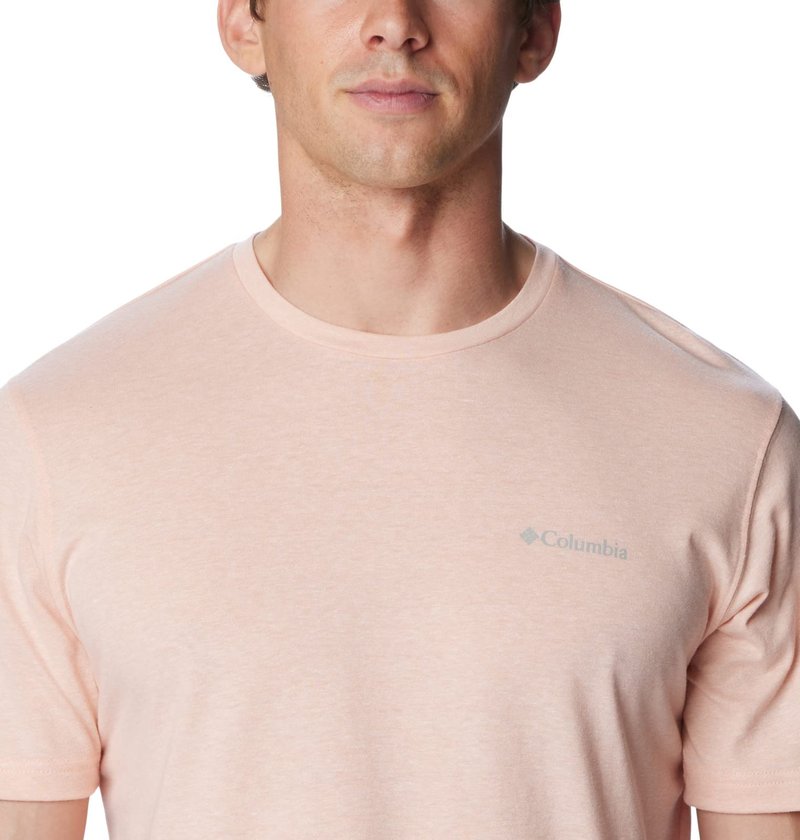 Columbia Men's Thistletown Hills Short Sleeve, Peach Blossom Heather, X-Large