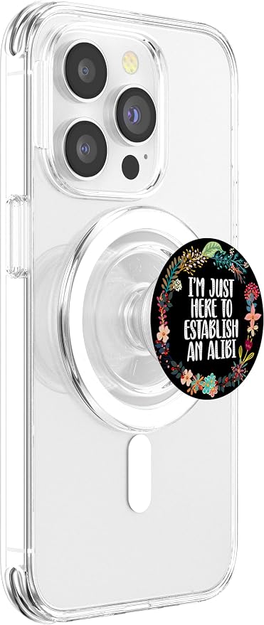 I'm Just Here To Establish An Alibi True Crime Lovers Gifts PopSockets PopGrip: Swappable Grip for Phones &amp Tablets PopSockets Standard PopGrip