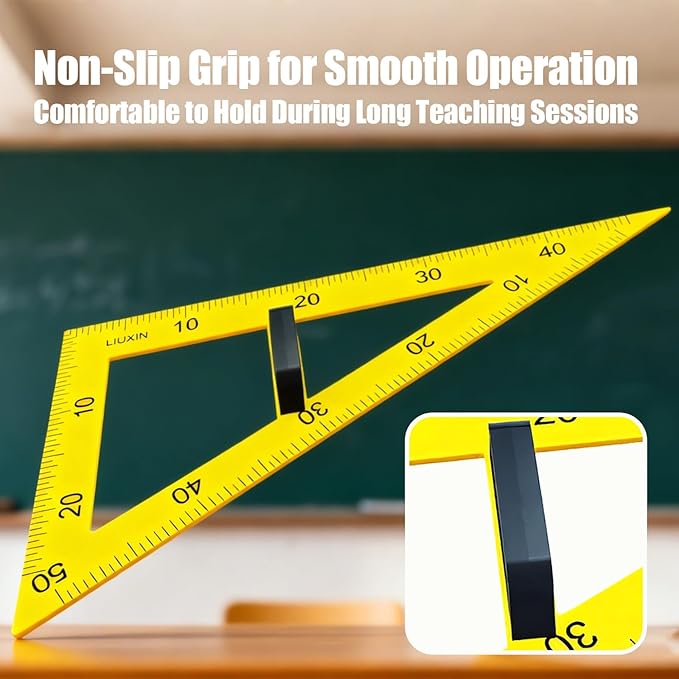 Magnetic Geometry Tool Set Classroom Whiteboard Math, with Non Slip Handle, 60°45°Triangle Ruler Protractor Compass, 5Pcs