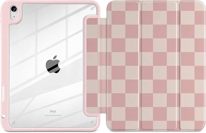 Case for iPad (A16) 11th Generation 11 inch 2025 /iPad 10th Gen 10.9 2022 - Aesthetic Cute Preppy Design Trifold Cover with Soft TPU Bumper Clear Back Auto Sleep/Wake Waves
