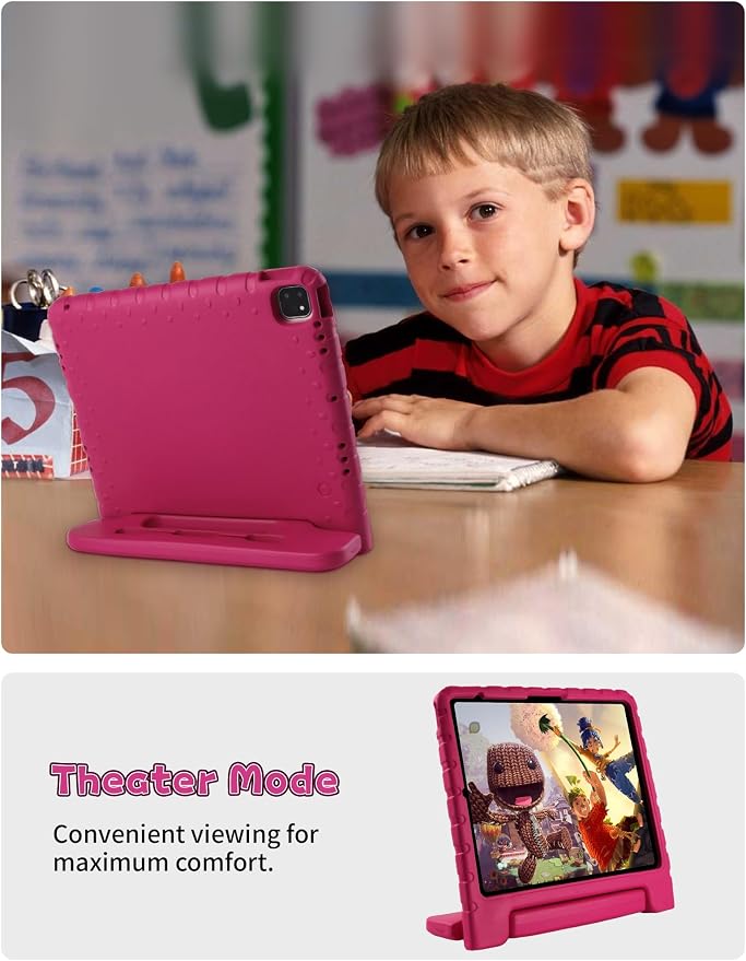 Heavy Duty Kids Case for iPad 10th/11th(A16) Pencil Holder Stand | Rugged Protection Cover for 11/10.9-inch iPad 2025/2022 Lightweight EVA Foam Anti-slip for Home School Travel Blue