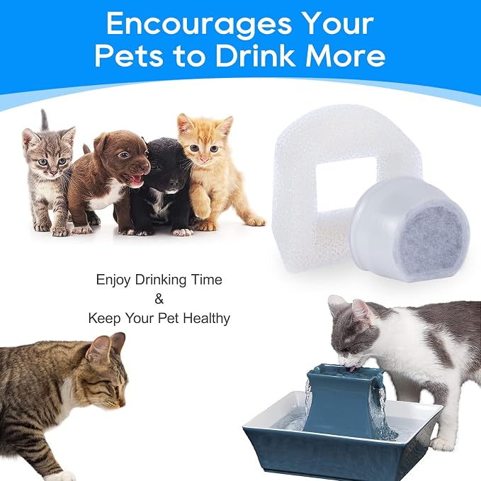 12+12 Pack Cat Water Fountain Filter, Pre-Sponge & Replacement Carbon Filters
