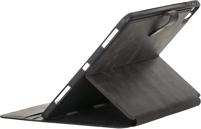 Genuine Leather Handmade iPad 10.2 Magnetic Closure Case with Separeted Compartments and Card Slots for Women &amp Men (8th Gen 2020) (7th Gen 2019) (Black)
