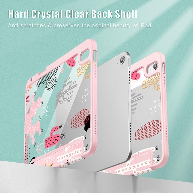 Mektron Case for 2026 iPad Air 11 inch M4 8th (M3 2025 7th /M2 2024 6th) Compatible with iPad Air 10.9 (2022 5th Gen /2020 4th Gen) Shockproof Clear Shell Blue Bows &amp Flowers