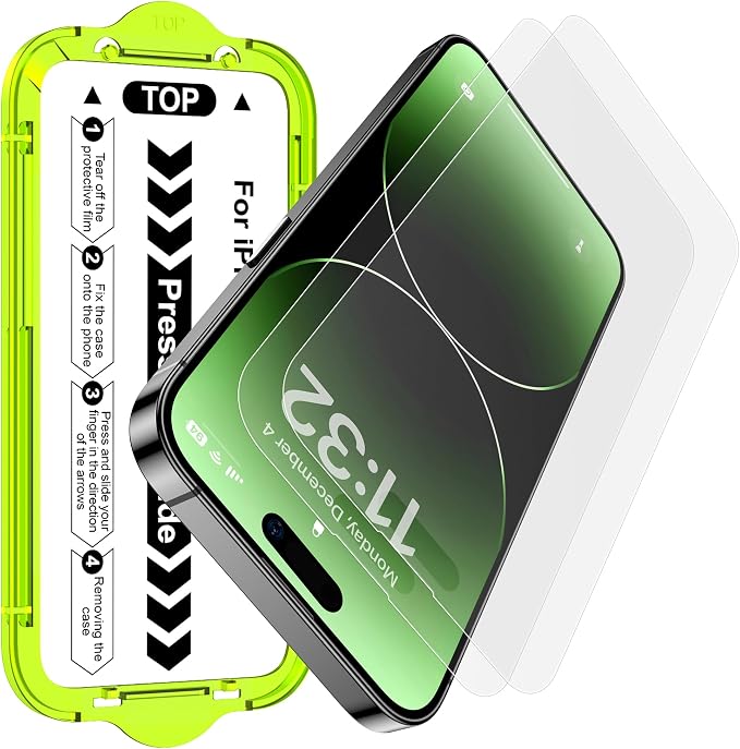 Esanik for iPhone 15 Pro Matte Glass Screen Protector [Auto-alignment] Anti-Glare &amp Anti-FingerprintAnti-ReflectionBubble Free Smooth as Silk 2 Pack 9H Glass Screen Cover