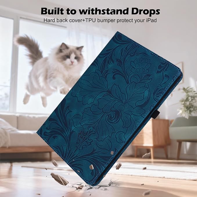 ALILANG Case for Samsung Galaxy Tab A7 10.4-Inch 2022/2020 (SM-T500/ T503/ T505/ T507/T509) Multi-Angle Viewing Protective Tablet Cover with Folding Stand &amp Pencil Holder -Blue