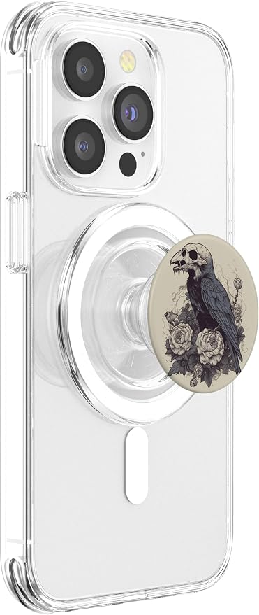 Dark Academia Crow Vintage Raven Roses Flower PopSockets Adhesive PopGrip