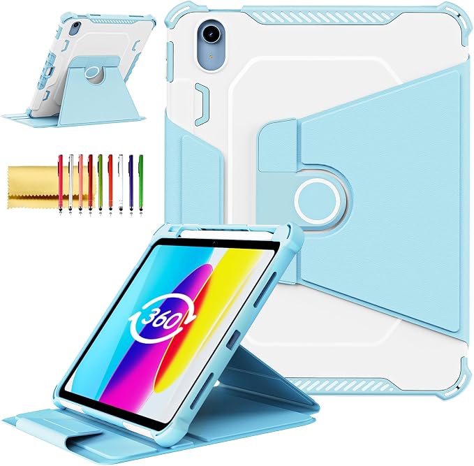 Kids Case for iPad Pro 11 M5/M4 &amp iPad Air 11 (2026/2025/2024) Shockproof Case with Pencil Holder Techcircle Light EVA Foam Handle Stand Bumper Protective Child Friendly Drop Proof Cover Black