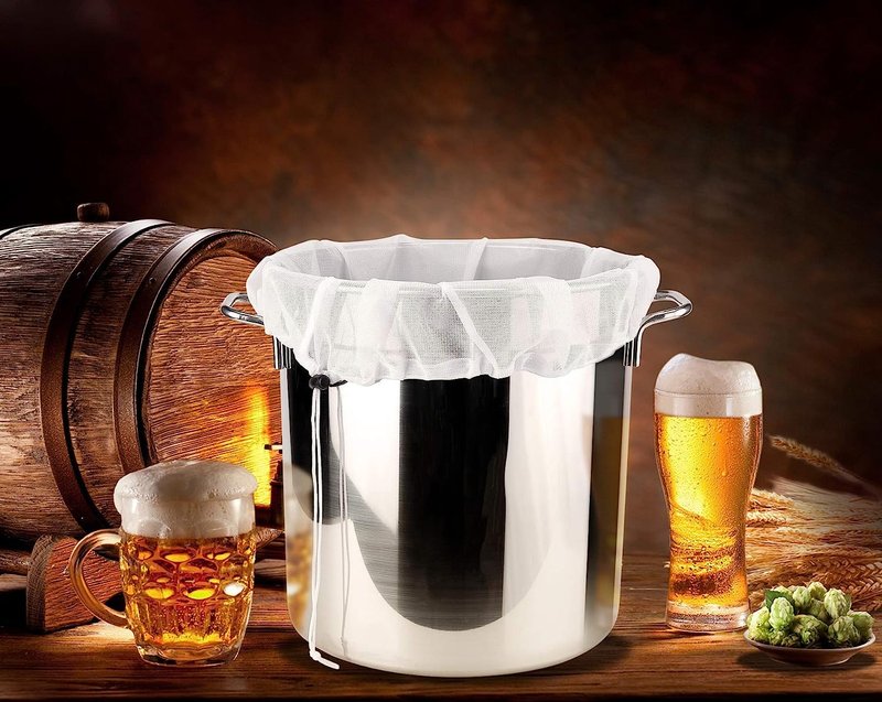 5 Pack Brew Bags Reusable, Extra Large 26"x22" Fine Mesh Strainer Bag for Home Brewing Hops Grains Wine Beer Making Drawstring Straining Brew in a Bag