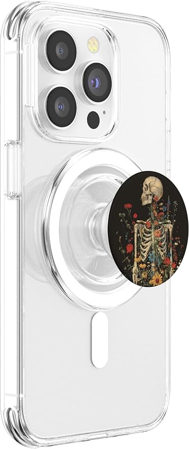 Skeleton Skull Dark Nu Goth Pastel Goth Aesthetic Flower PopSockets Adhesive PopGrip