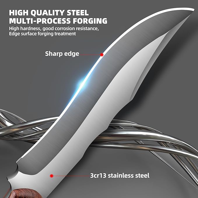 Outdoor Short Machete with Sheath for Cutting Trees, for Yard Work and for urvival Machete Ideal for Gardening,Camping, Fishing, Hunting, Bushcraft