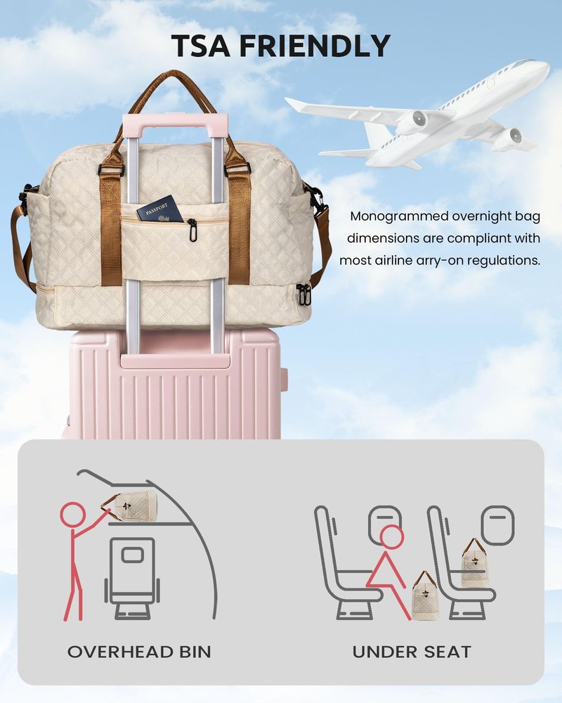 Vogewood Travel Bags for Women/Teen Girls - Initial Weekender Bags Overnight Travel Bag with Shoe & Makeup Compartment - Personalized Gifts for Women-Monogram Gift for Her-Teen Girl Gifts (Letter H)
