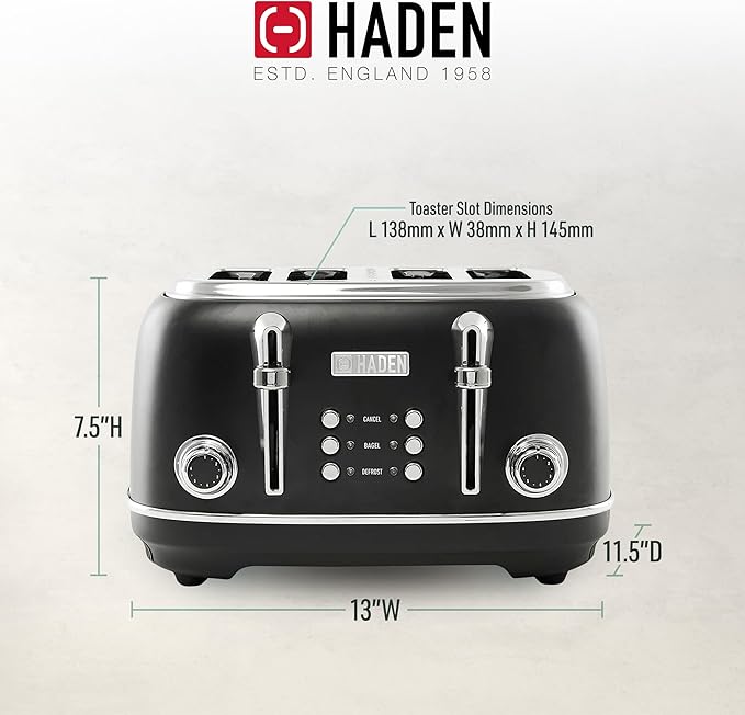 Haden Heritage 4 Slice Wide Slot Stainless Steel Toaster