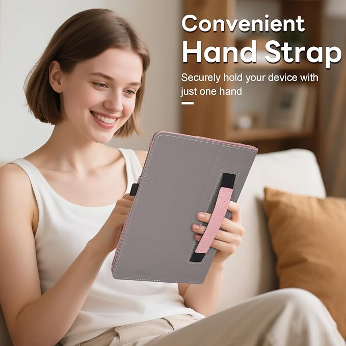 RSAquar Case for T-Mobile Revvl Tab 2 2025 Released 10.1 inch with Pen Loop Lightweight Folding Stand Cover with Hand Strap for Revvl Tab 2 Tablet Black