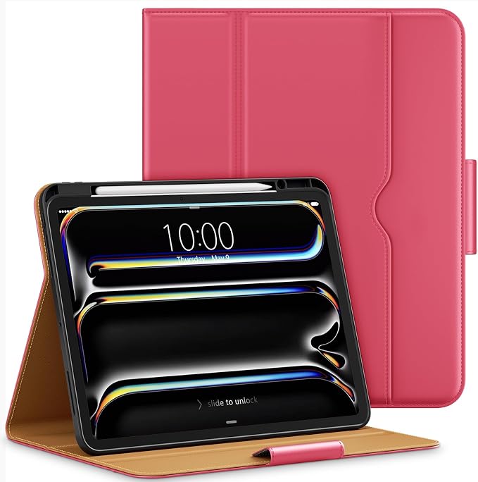 DTTO for iPad Pro 13 Inch Case M5/M4 2025/2024 Magnetic Clasp Multiple Angles Auto Wake/Sleep Premium Leather Business Folio Stand Smart Cover with Pencil Holder for iPad Pro 13 Blue