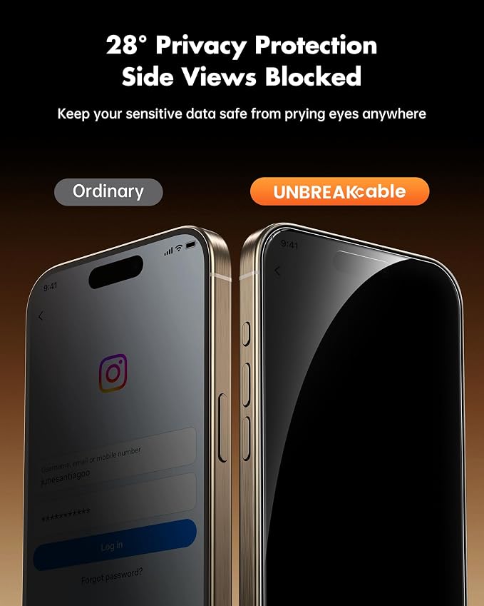 UNBREAKcable 2 Pack Privacy Screen Protector for iPhone 11 Pro Max/Xs Max Shatterproof Tempered Glass [True 28°Anti Spy] [9H Hardness] [Easy Installation] Protector for Apple 6.5