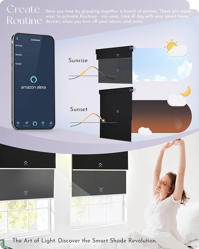 Graywind Motorized Dual Shades for Windows Smart Double Blinds Blackout and Solar Motorized Blinds with Remote Alexa Google Control Day Night Shades, Custom Size (Blackout Black)