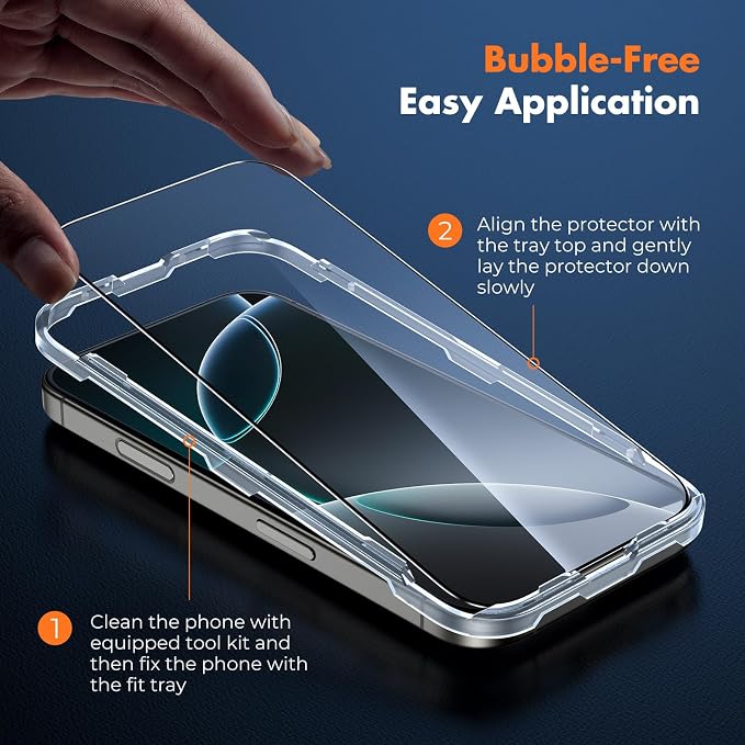 UNBREAKcable 3-Pack Screen Protector for iPhone 15 Double Shatterproof Tempered Glass [Easy Installation Frame] [99.99% HD Clear] [9H Hardness] [Full Coverage] [Case Friendly] for Apple 15 6.1 inch