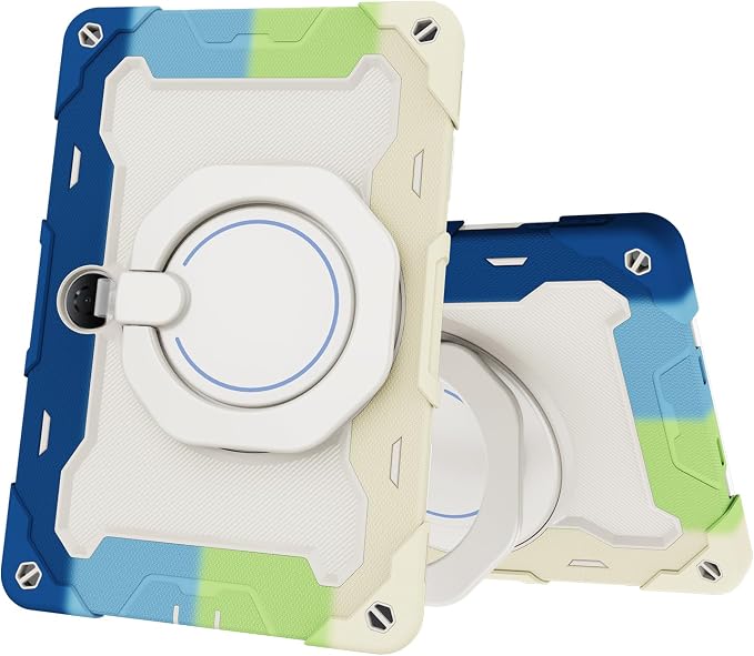 Tablet Case for Honor Pad 9 12.1 Kids Rainbow Heavy Duty Silicone Shockproof Case with Pencil Holder Shoulder Strap Rotating Fold Kickstand Hand Strap